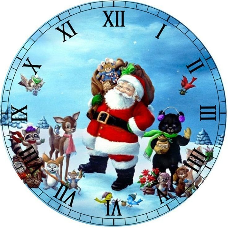 Циферблат часов с дедом Морозом