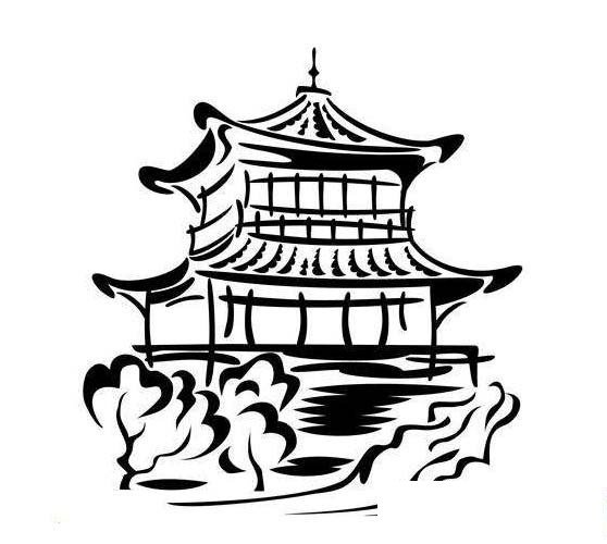 Японский дом трафарет