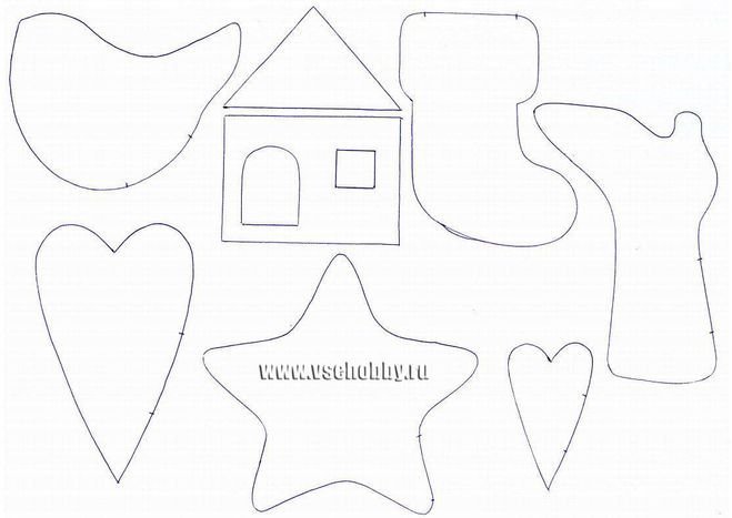 Новогодние игрушки из фетра шаблоны