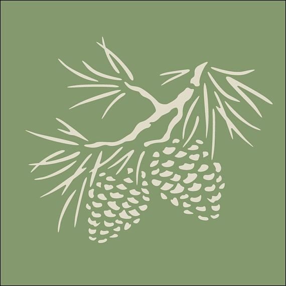 Шишка Сосновая трафарет