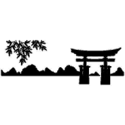 Японский храм силуэт