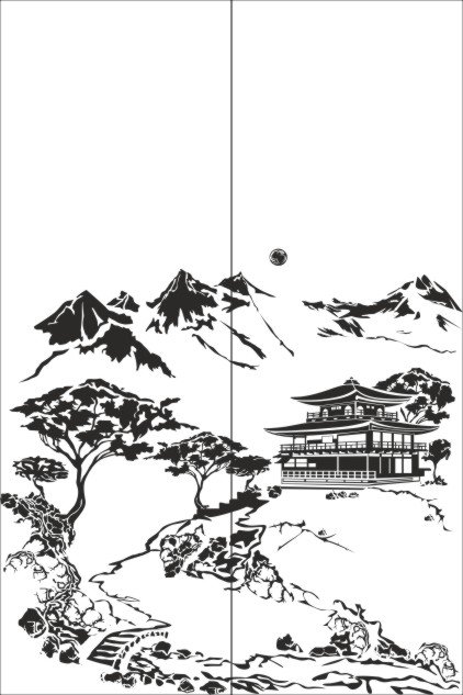 Японский пейзаж рисунок
