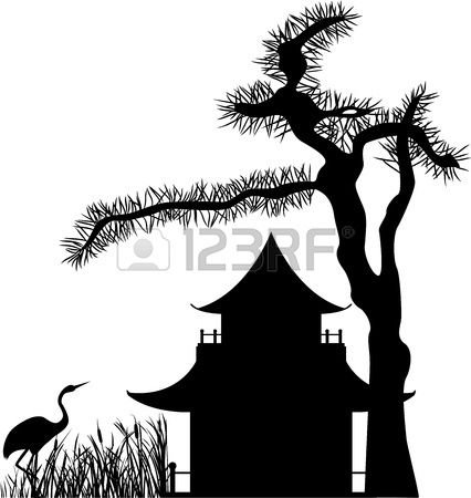 Китайский дом трафарет