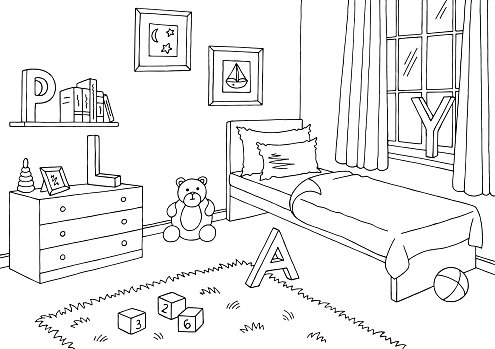 Спальня раскраска для детей