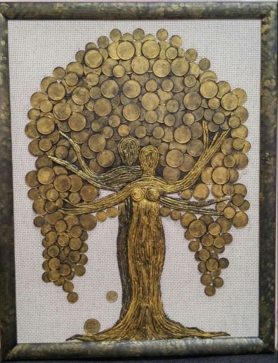 Панно денежное дерево из монет