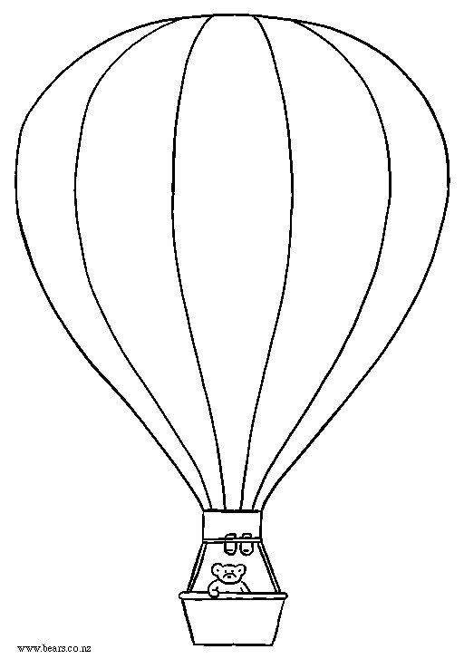 Воздушный шар с корзиной трафарет