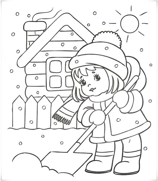 Зимний город раскраска для детей