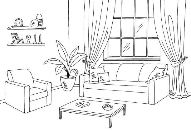 Гостиная раскраска