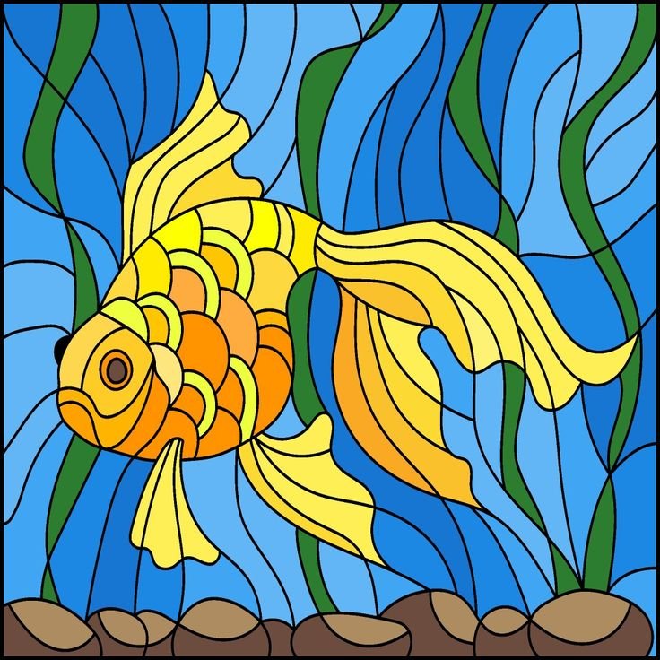 Витраж Золотая рыбка