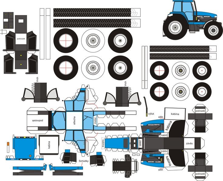 Чертеж трактора МТЗ 82 из бумаги