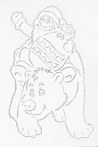 Медведь трафарет на окно