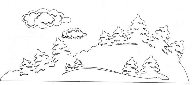 Зимний пейзаж силуэт