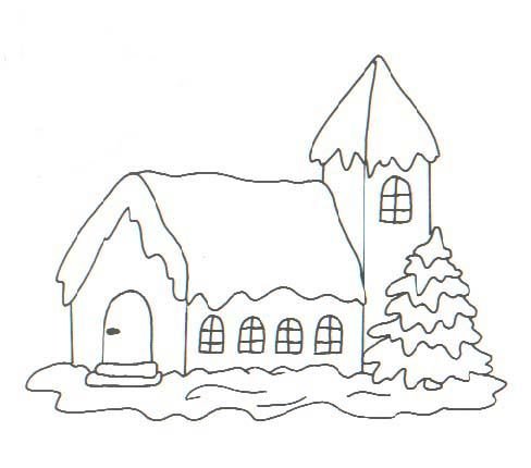 Новогодний домик раскраска