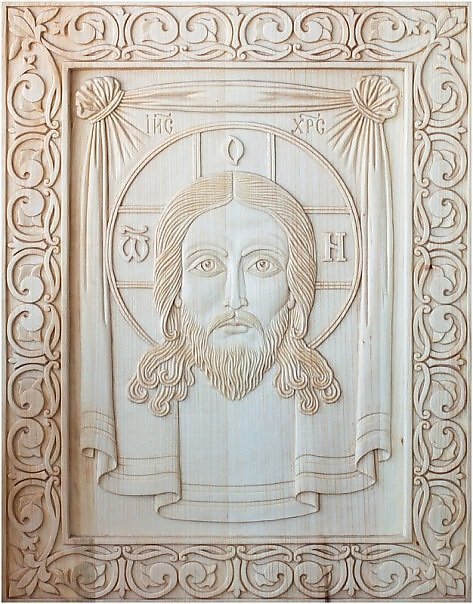 Резная икона из дерева спас Нерукотворный