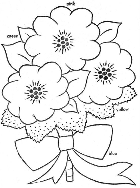 Раскраска цветы для мамы