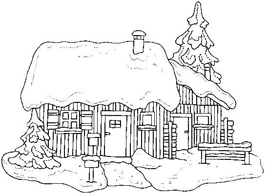 Раскраска зимний дом