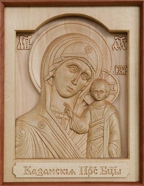 Резная икона Казанской Божьей матери
