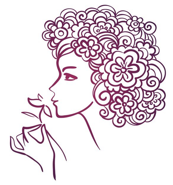 Контур женского лица