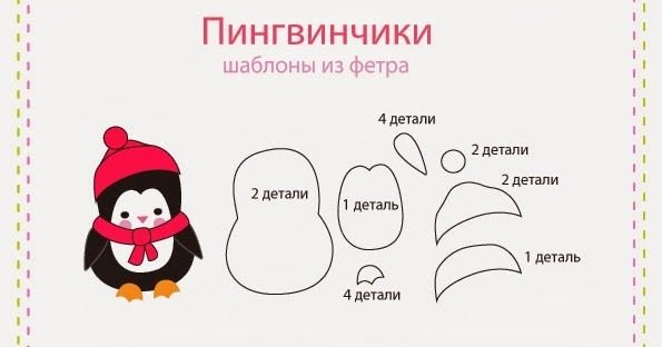 Выкройки новогодних игрушек из фетра Пингвин
