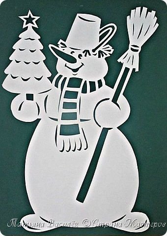 Снеговик трафарет