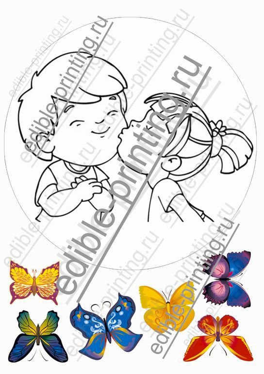 Рисунок мальчика и девочки для торта