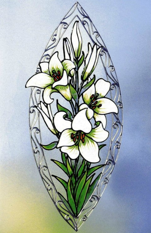 Витражная роспись цветы