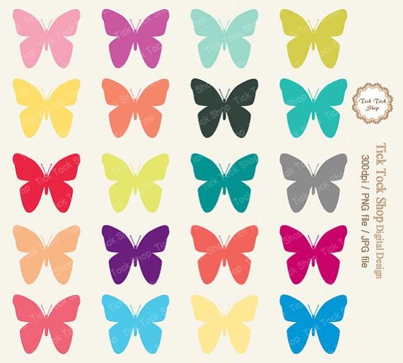 Разноцветные бабочки для вырезания