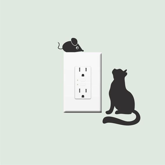 Кот наклейка на стену