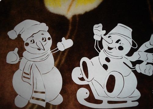 Снеговики на окна к новому году