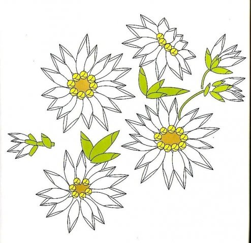 Рисунок для вышивки гладью ромашки