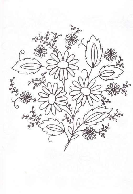 Эскиз салфетки с вышивкой полевые цветы