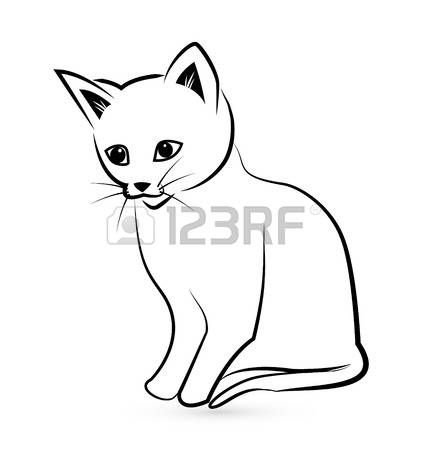 Контур кота на белом фоне