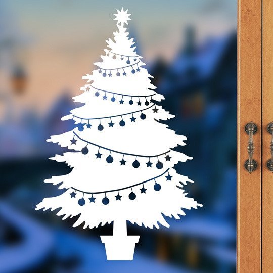 Новогодние украшения на окна елка