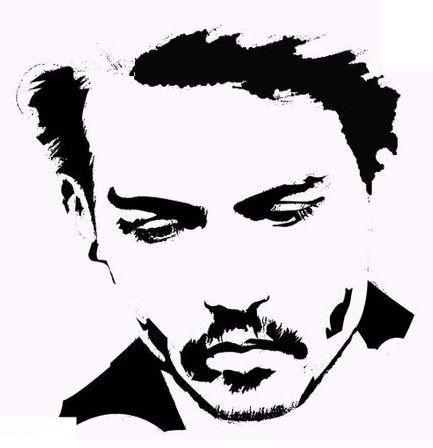 Джонни Депп вектор чб