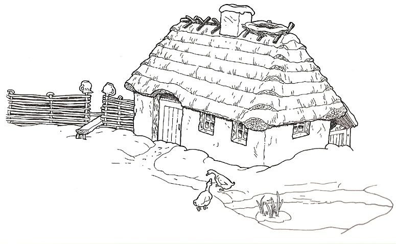 Хата раскраска для детей