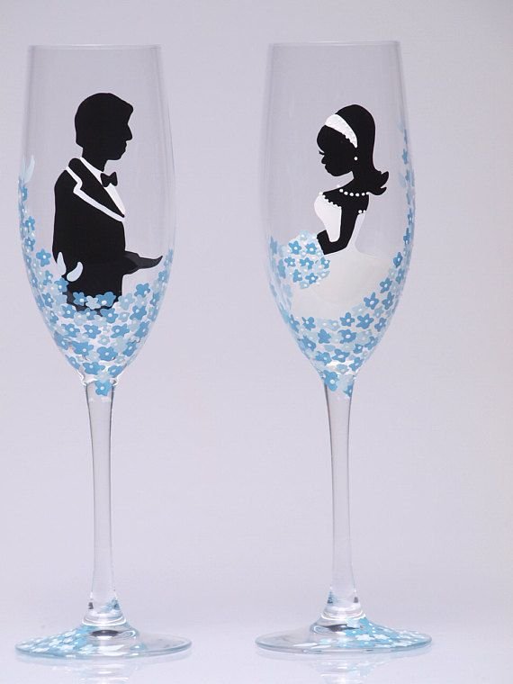 Трафареты для бокалов на свадьбу