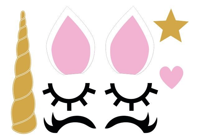 Трафарет рога и ушек для единорога