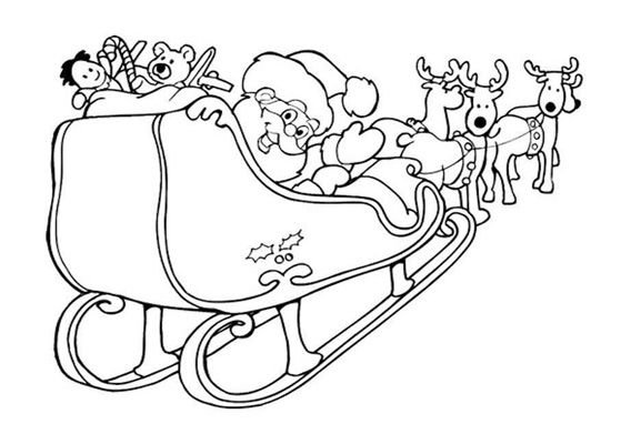 Санки Деда Мороза трафарет