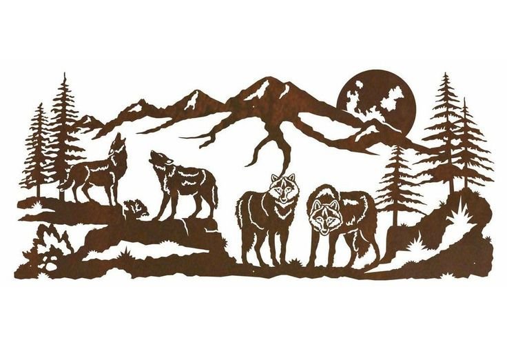 Силуэты гор и лесов