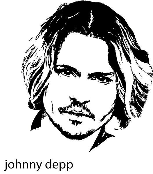 Контурный портрет Джонни Деппа