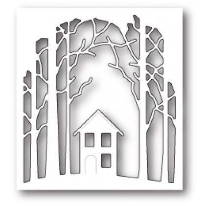 Вытынанка дом с деревьями