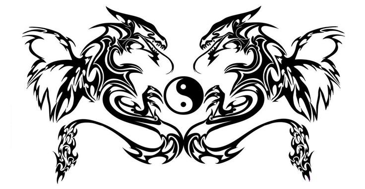 Дракон черно белый