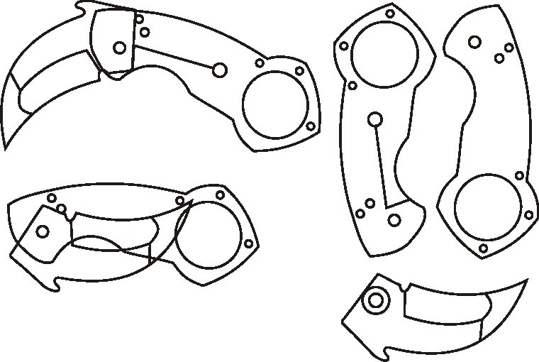 Керамбит трансформер CRKT чертеж