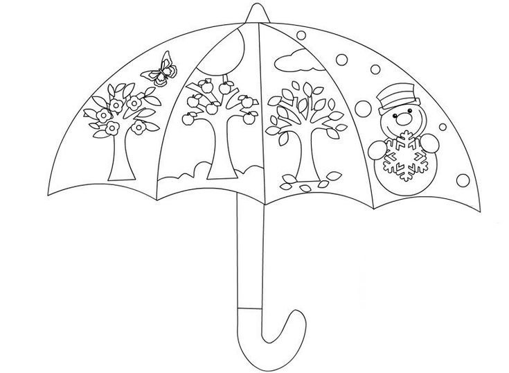 Зонтик раскраска для детей