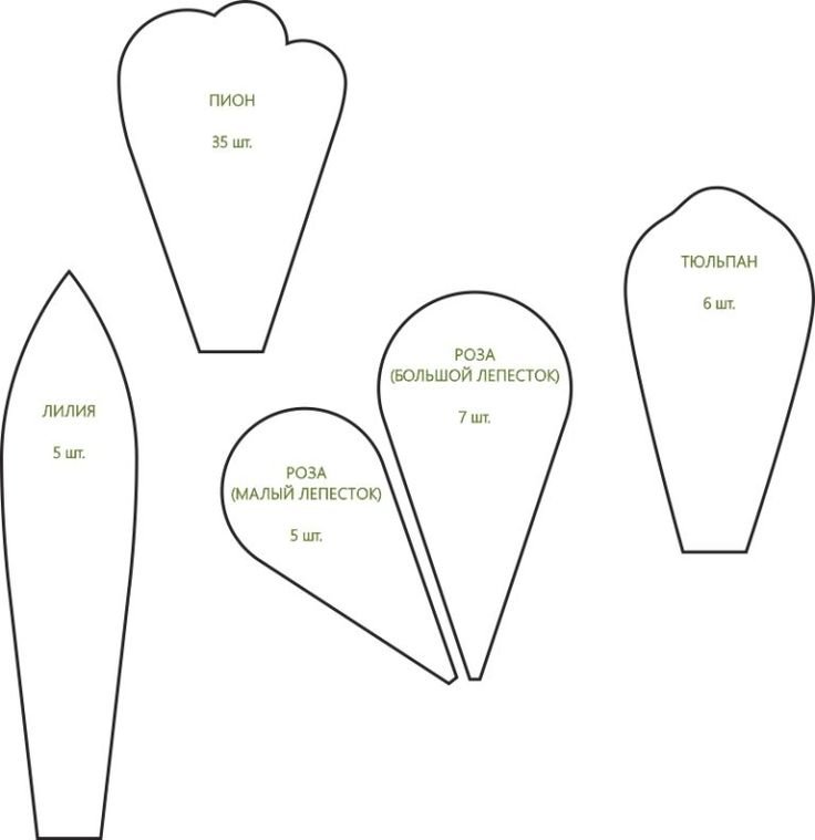 Схемы лепестков для ростовых цветов из гофрированной бумаги