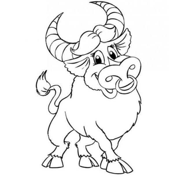 Бык раскраска для детей