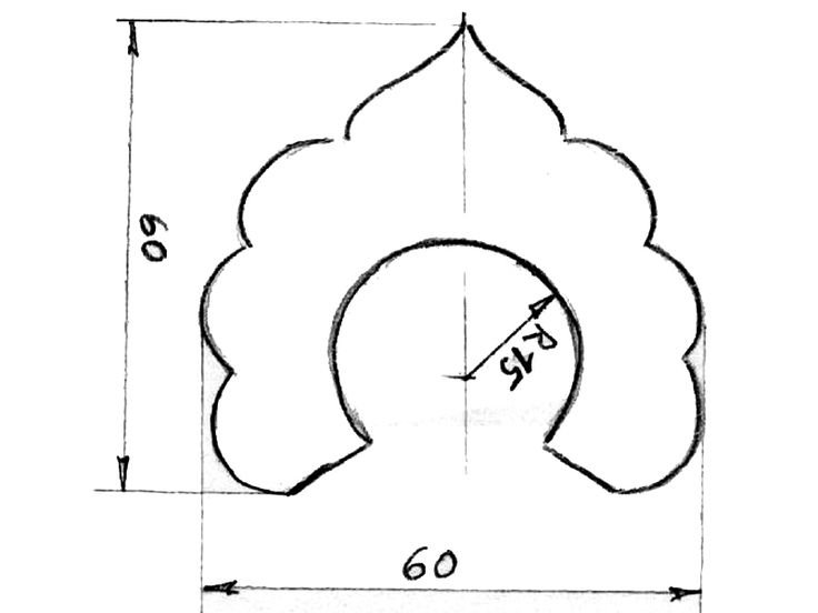 Выкройка кокошника елочка