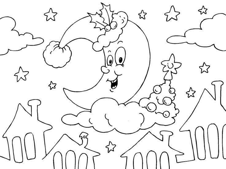 Луна раскраска для детей