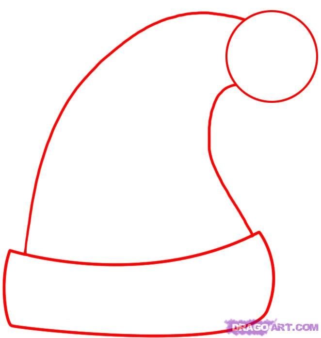 Шапка Деда Мороза нарисовать