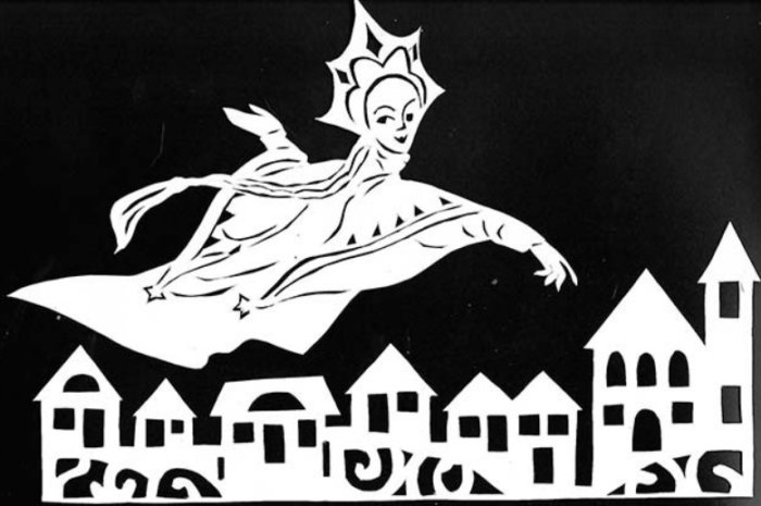 Снежная Королева трафарет для вырезания на окна